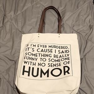 Funny Leather Handled tote bag